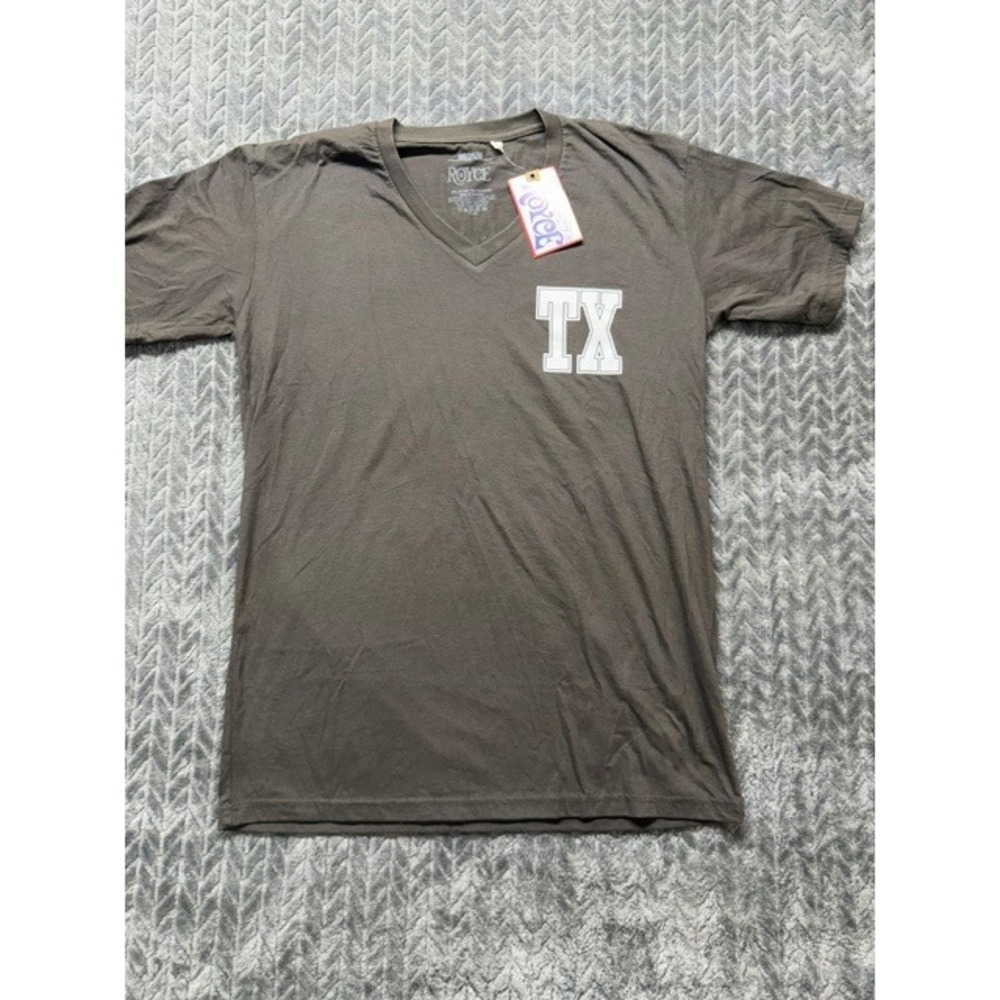Royce Women Texas TX Leopard Print Graphic V-Neck T-Shirt Gray Medium NWT 0469